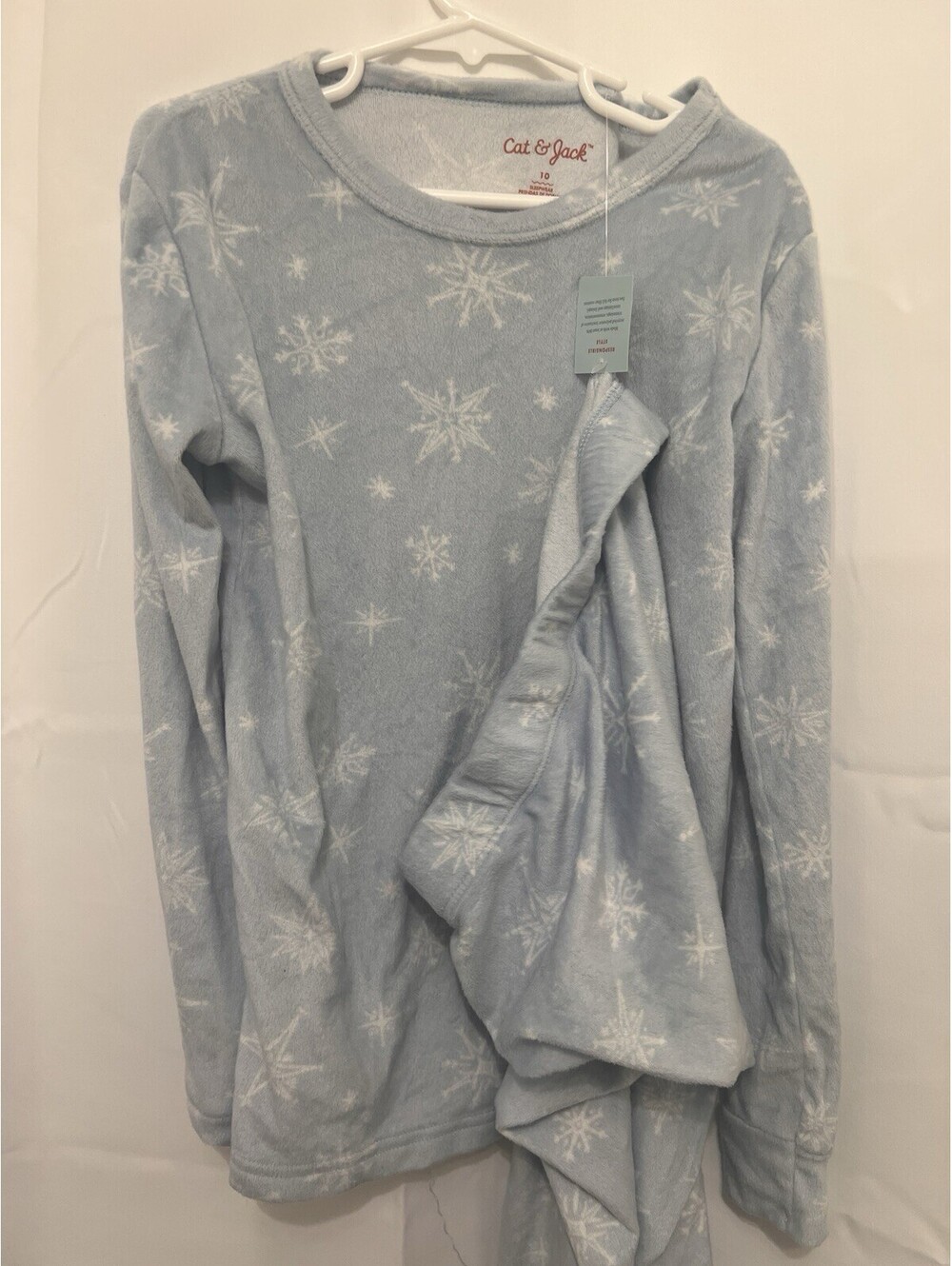 Cat & Jack Girls Size 10 2-Piece Fleece Pajama Set Snowflake Blue/White